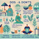 DALL·E 2024-11-07 23.09.19 - An informative illustration on dos and don'ts during pregnancy for expectant mothers. The image shows positive practices like eating a balanced diet,