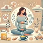 DALL·E 2024-11-17 23.09.31 - A thoughtful and calming illustration representing morning sickness and anxiety during pregnancy, designed for a website in a 16_9 ratio. The image fe